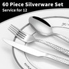 60 Piece Silverware Set for 12, Amafox Stainless Steel Hammered