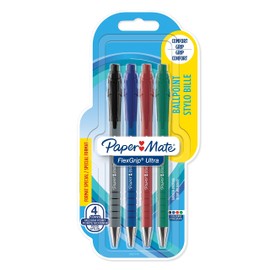 Paper Mate Flexgrip Ultra-Druckkugelschreiber (mittlere Schreibspitze (1,0 mm)) 3+1 Packung, sortierte Farben