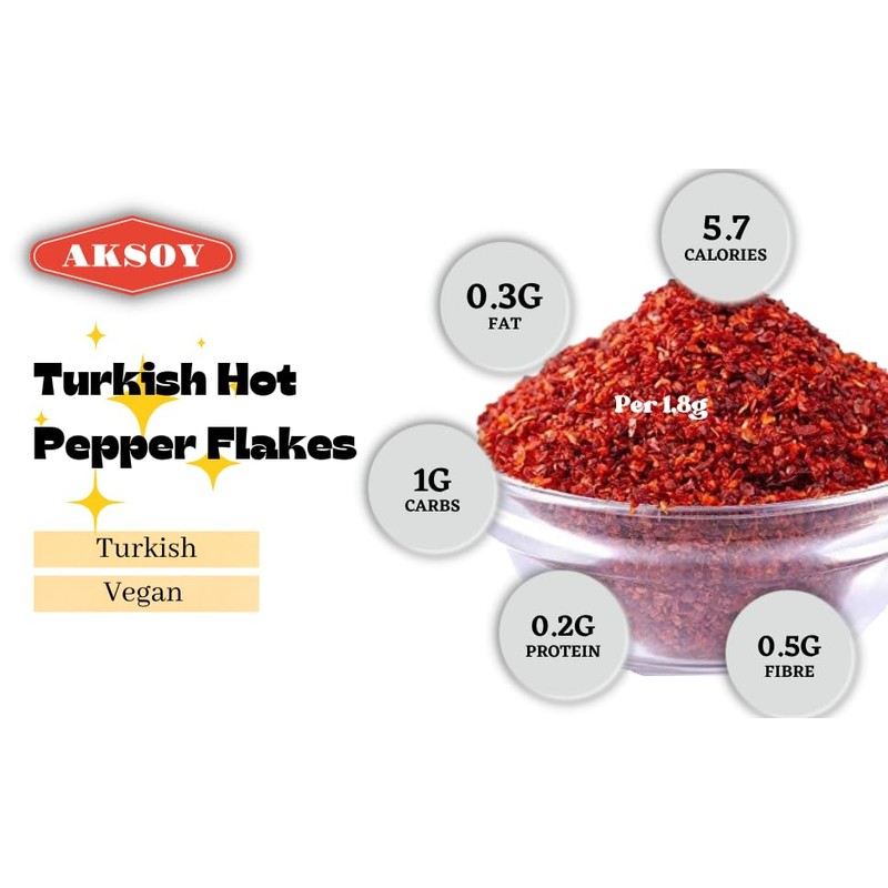 Aksoy Premium Quality Turkish Hot Red Pepper Flakes 200GR ||