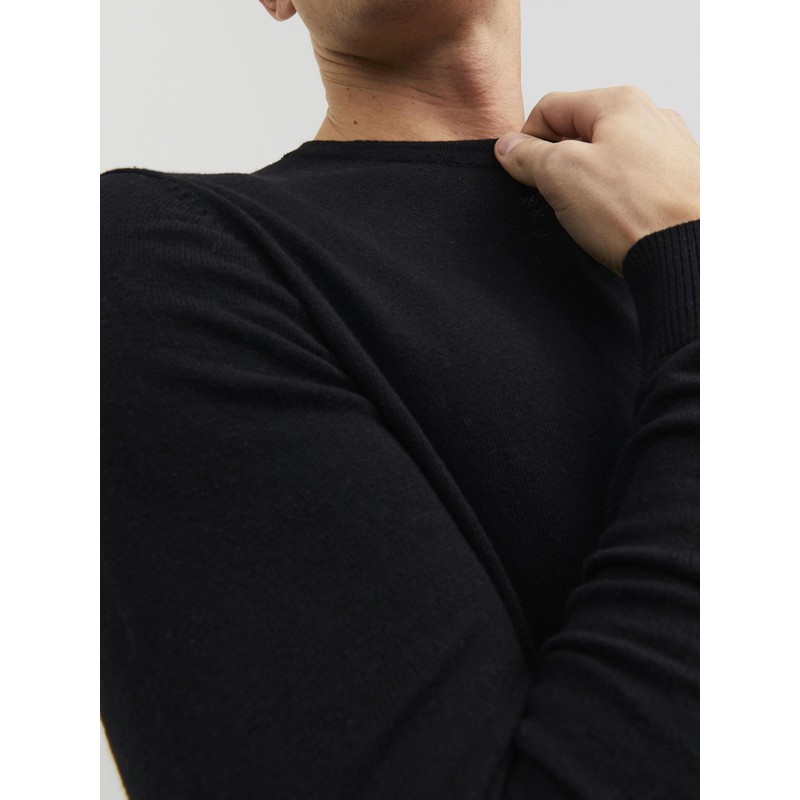 JACK & JONES Men's Jjeemil Knit Crew Neck Noos, black,