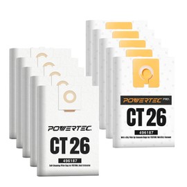 POWERTEC Selfclean Filter Bags for Wet Mess & Dry Dust Debris 10PK (5 of each), Water Resistant Vacuum Bags for Festool CT 26 496187, for Festool Dust Extractor CT26, CT26E, CTL26, CTM26 (75099)