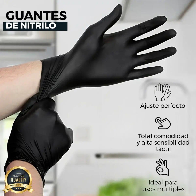 Guantes De Nitrilo Libre De Latex Sin Polvo Azul Negro