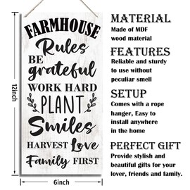 Farmhouse Rules Sign, Farm Decor, Farmhouse House Decor, Decorative Wood Hanging Wood Plaque, Wall Decor Art, Home Decor Accent, Country Style Home Decor, Living Room Decor, Garden Yard Decor