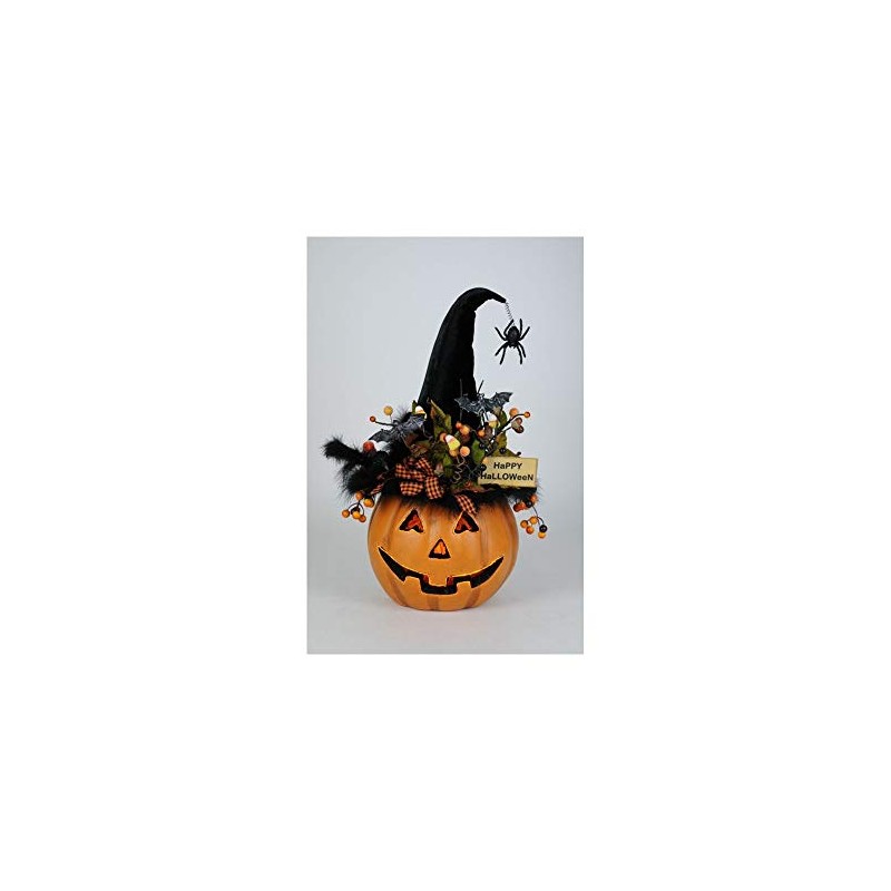 Karen Didion Lighted Fiber Optic Pumpkin Decor, 22 Inches, HA016