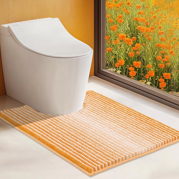 CYMAY Chenille Toilet Rugs U Shaped, Non Slip Toilet Mats