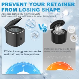 Ultrasonic Retainer Cleaner for Dentures - Sonic Denture Cleaner Machine for Mouth Guard Retainer Washer Sliver Jewelry Ring Brace Toothbrush Head Jewelry 43kHz Dental Tools Black