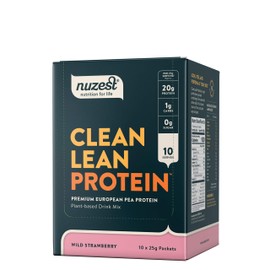 Nuzest - Pea Protein Powder - Clean Lean Protein, Premium Vegan Plant Based Protein Powder, Dairy Free, Gluten Free, GMO Free, Protein Shake, Wild Strawberry, 0.9 oz, (Pack of 10)