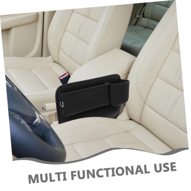 Ciieeo 2pcs Car Gap Filler Organizer Durable PU Pocket Cup