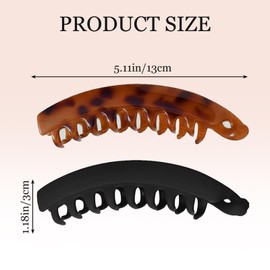 Banana Hair Clip, Fishtail Hair Clips, Vintage Clincher Combs Too, Double Comb Long Clips, Strong Holder Claw Clips for Women and Girls (Coffee color+Black, 2 Pcs)