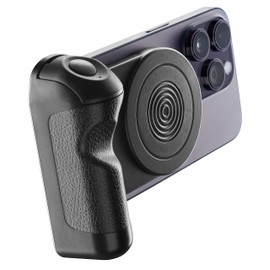 Cellularline - PICS MAG - Magnetic Bluetooth holder for taking photos with smartphones - Equipped with remote control for remote shooting - 180° rotation - Black