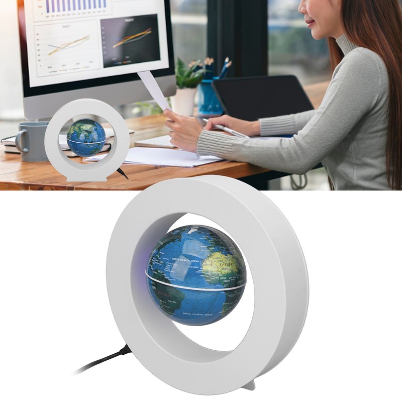 Magnetic Levitation Globe White Built in LED Light Frosted Texture