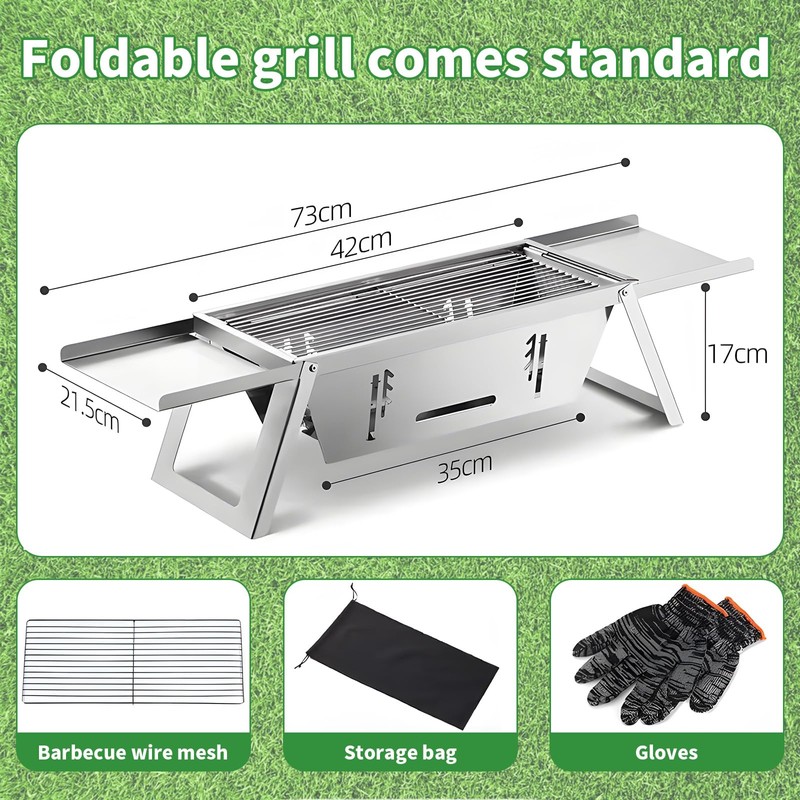 Small Barbecue Grill Outdoor Stainless Steel Grill Charcoal BBQ Grill