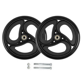 8 inch Roller wheelsator replacement,8" front and rear replacement wheels for rollator walker,3 rib,bearing hole 8MM(5/16"),Universal replacement parts,with bearings,Set of 2,Black