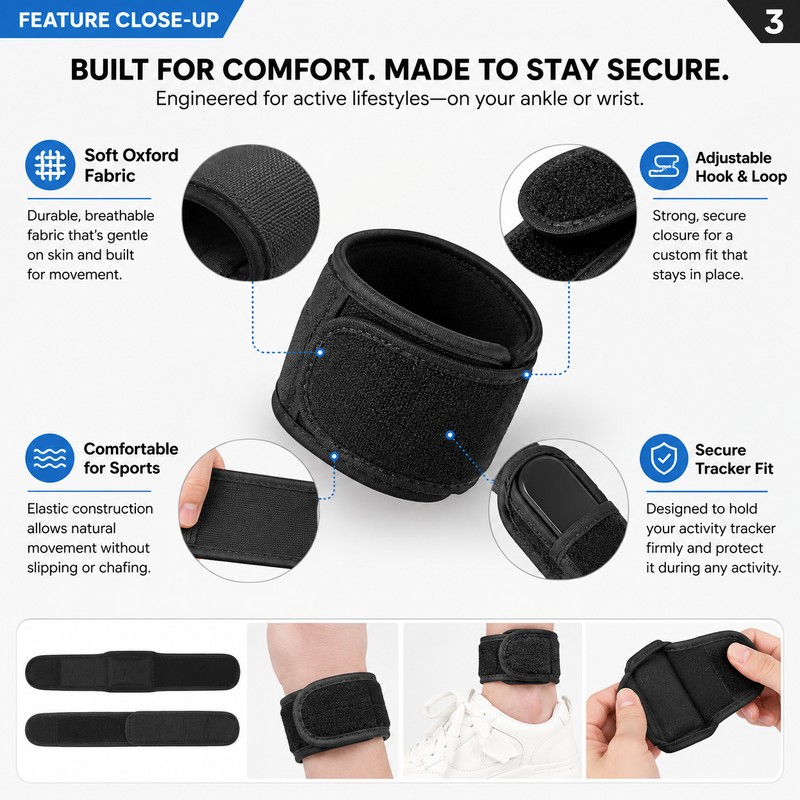 Fitness Tracker Ankle Strap Set for Steps – Adjustable Wrist
