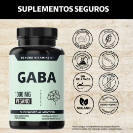 Beyond Vitamins | Gaba 1000 Mg, Con Cápsulas De Tecnología Vegana - Suplementos Gym - Sin Rellenos - Estrés - Relajante - Vitaminas Mujer / Hombre - 60 Cápsulas