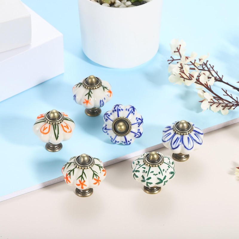 sourcing map Ceramic Knobs, 35mm/1.38" Pumpkin Cabinet Knob Drawer Pull