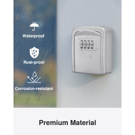 Puroma Key Lock Box, 4-Digit Combination Key Storage Lockbox, Portable Wall Mounted Security Lockbox with Code for Home, Flats, Realtors Garage Spare Keys (1 Pack, Silver)