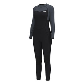 SURQO Wetsuit Women 3/2mm Neoprene – Plus Size & Tall, Full Body Thermal Wet Suit in Cold Water Surfing, Swimming & Diving (Women-Gray, 10)