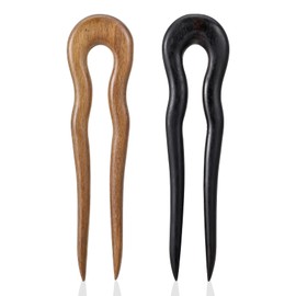 French Twist Hair Pin, 2 Pcs 15 cm French Hairpins, Handmade Hair Fork with U-shaped Easy-to-use Design for Women Girls Bun Thick Long Hairs (Black, Brown)