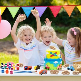 ColCospie Wooden Cars to Paint,Come with 18pcs Wooden Toy Cars for Kids to Paint