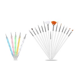 Belicia Nail Art Kit, Nail Pen Designer Kit - Nail Art Brush and Dotting Tool Pens Best for Nail Art and Facial Detailed Painting, Set of 20pcs White