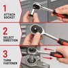 Universal Self-Adjusting Socket & Ratchet Wrench Options, 5–14mm to 11–32mm