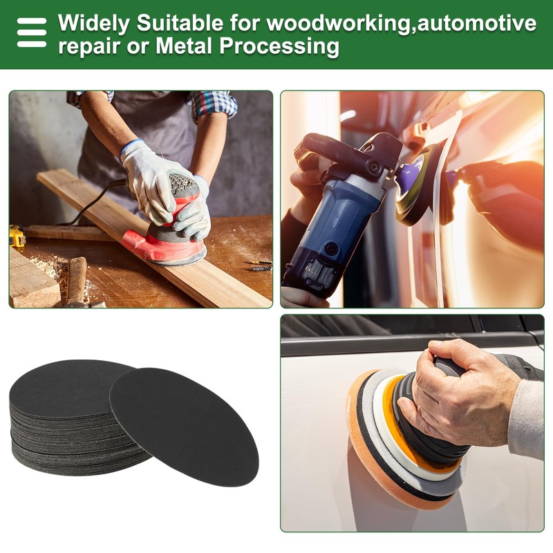 X AUTOHAUX Sandpaper Hook & Loop Sanding Sheets 125x125mm Black