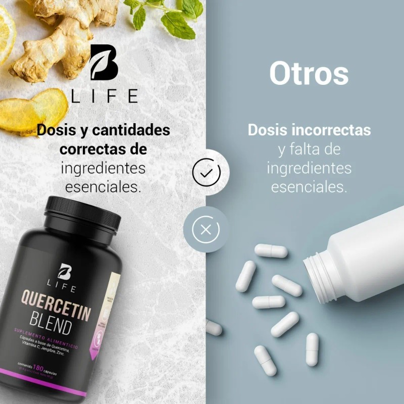 Quercetina D + Vitamina C B-Life | 180 Cápsulas |
