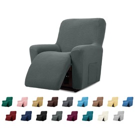 Cupuamon Recliner Chair Covers,Lazy Boy Recliner Covers Stretch Reclining Covers 1 Piece Furniture Protector with Elastic Bottom for Dog,Kids-Grey