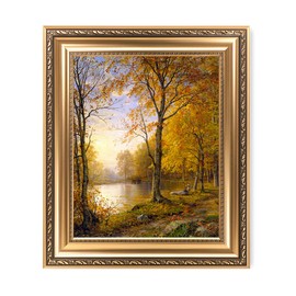DECORARTS - Indian Summer, William Trost Richards Classic Art. Giclee Print on Canvas with matching Golden-relief Framed Wall Art. 16x20 Total with Framed size: 20.5x24.5