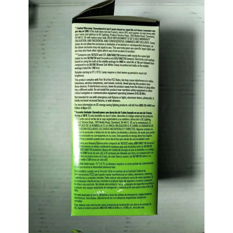 GE Energy Smart CFL 3 Way Cool White Bulb. 50/100/150