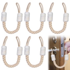 Pack of 5 Door Cord Clamping Protection, Cotton Door Stopper Latch Clamp Protection Cord, Door Cord White Door Rope Latch 60 cm Door Stopper Latch Cord for Protection of Cupboards, Doors and Windows