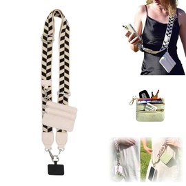 Crossbody Phone Holder for Women, New Phone Strap with Zippered Pouch, Adjustable Phone Crossbody Strap (White)