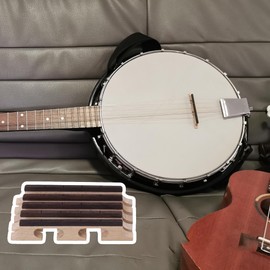 Yibuy Wood Color 4 String Banjo Ukulele Guitar Bridge String Instruments Pack of 5