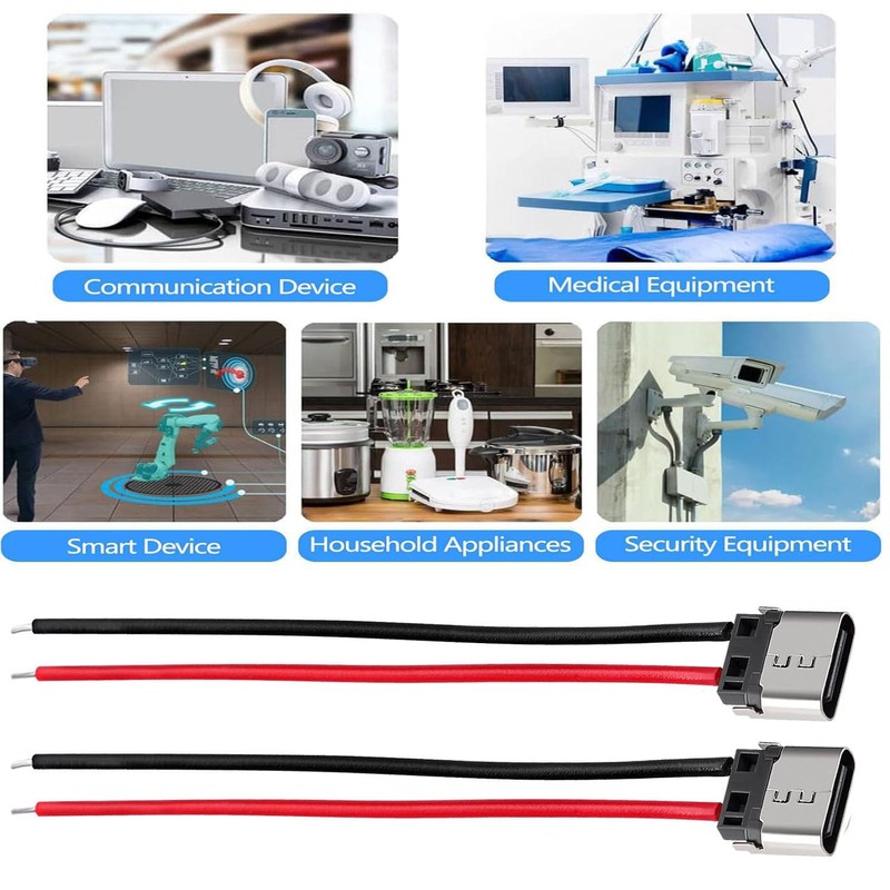 RUNCCI-YUN 20 pieces USB C female 5V 3A 2-pin, 2-wire