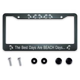 Smooffly The Best Days are Beach Days License Plate Frame, Beach License Plate Holder, Palm Trees License Plate Car Accessories License Plate Art 12.2 x 6.3 Inch