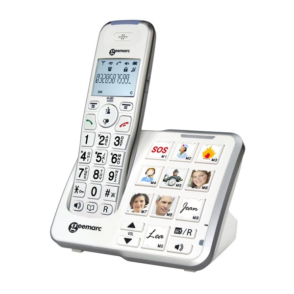 Geemarc Amplidect 295 Photo - Loud Cordless Telephone with Answering Machine and Large Customisable Photo Memories for Seniors - Low to Medium Hearing Loss - Hearing Aid Compatible - UK Version