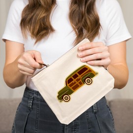 Lantern Press Woody, Station Wagon, Geometric, 100% Cotton Zipper Pouch, Travel Accessory, Go Bag