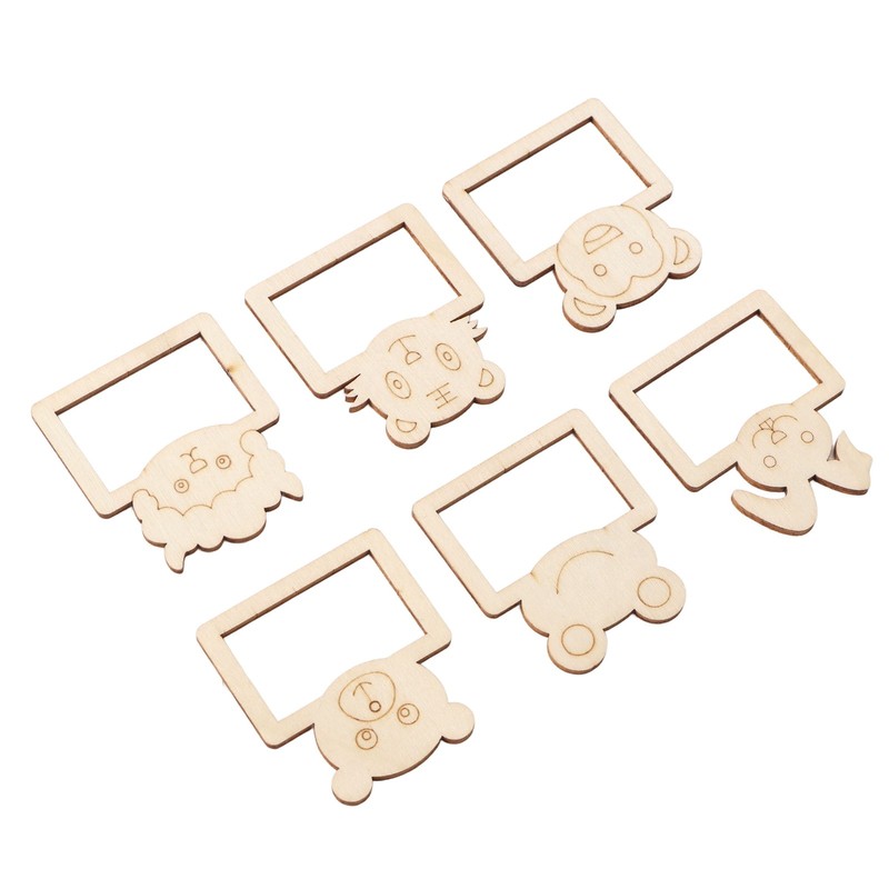 100pcs Wooden Cartoon Animal Photo Frame Decorative Hand Painting Photo