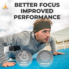 French Fitness Revolution Mens Headband - Guys Sweatband & Sports Headband for Running, Crossfit, Working Out and Dominating Your Competition - Performance Stretch & Moisture Wicking, unisex, Army Green, one size fits all