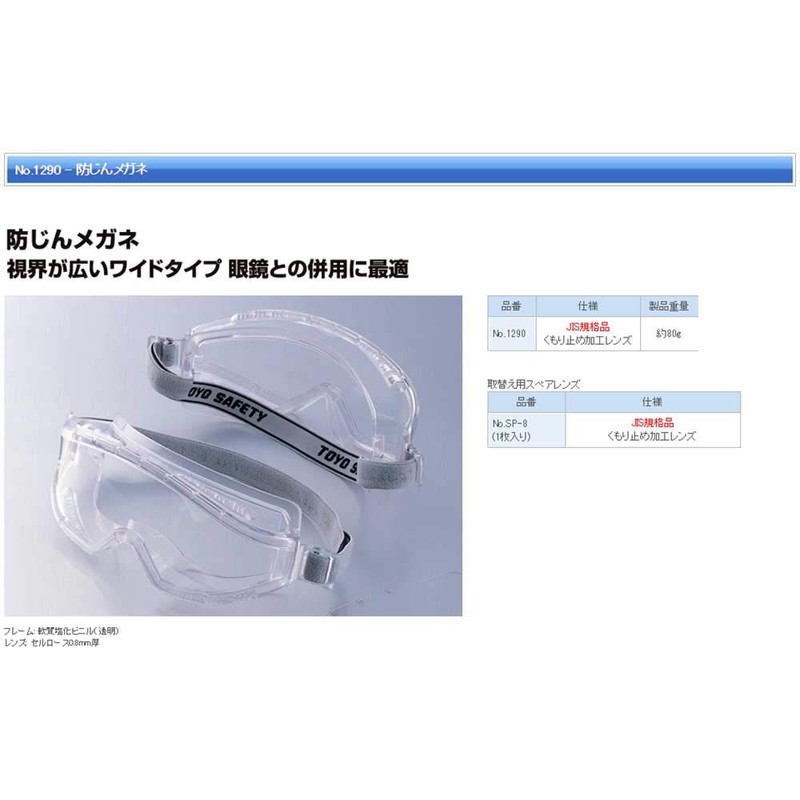 Toyo Safety Replacement Spare Lens for No.1290 1 Pack No.SP-8
