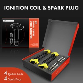 A-Premium (Yellow) Set of 8 Ignition Coil Pack and Iridium Spark Plugs Compatible with Nissan Altima 2007-2013, Rogue 2008-2013, Rogue Select 2014-2015, Sentra 2007-2016 2018-2019, Versa, Cube