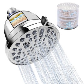 Kangbet Filtered Shower Head | High Pressure Shower - Filter for Hard Water | Reduces Impurities | Stops Hair Loss, Soothes Dry Skin & Scalp - Chrome