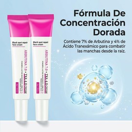 2Pzs Arbutina 7% y Ácido Tranexámico 4% Face Cream Diluido Manchas Oscuras, Pecas y Pigmentación, Ilumina y Unifica el Tono, Suave para Pieles Sensibles