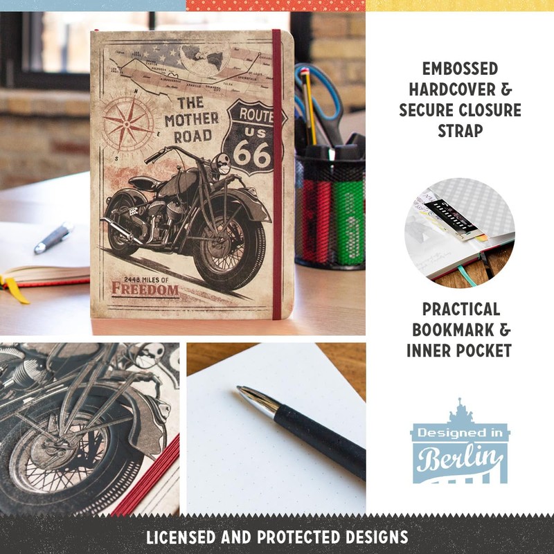 Nostalgic-Art Retro Notebook A5 Route 66 Bike Map - Gift