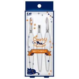 KAI Clearty Manicure Tool Set for Cuticle Care 3-Piece Set Pusher, Cutter, Ripper HC4011