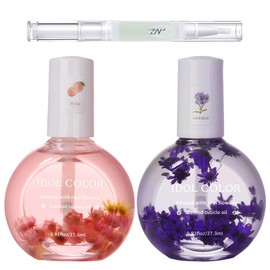 3 Stück Nagelpflegeöl Set - Blumen Nagelöl mit Peach & Lavender Scent - Aloe Vera Nagelöl Stift - Stärkung und Moisturizer Nail Cuticle Oil Kit - Nagelpflegeprodukte für Hände und Füße