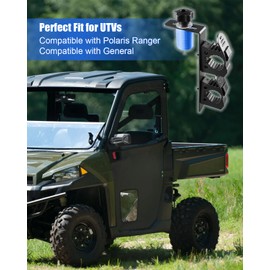 UTV Cargo Bed Tool Holders Compatible with Polaris Ranger and General, 2 Position Tool Carrier Mounting Kit, Shovel Holder Fits All UTV Round Bed Anchor Holes, No Drilling