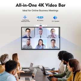 TOALLIN Ultra HD 4K Conference Camera System, All-in-One Audio and Video Conferencing Bar, AI Auto-Framing & Speaker-Tracking, USB Webcam with Microphones and Speaker for laptop, Meetings, Video Calls
