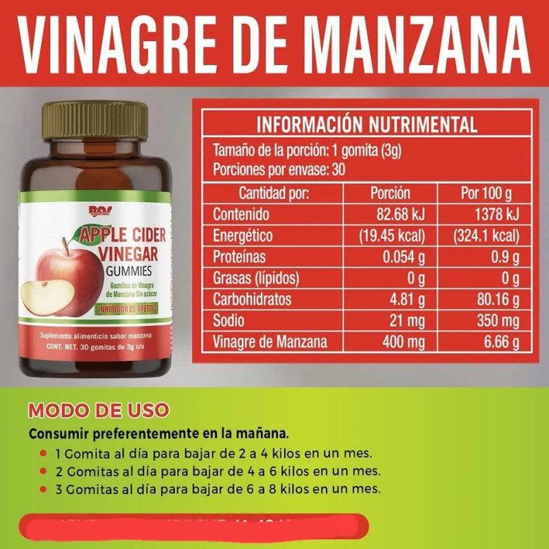 Baja De Peso Gomitas De Vinagre Se Manzana